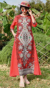 Loose Ethnic Embroidered Maxi Dress